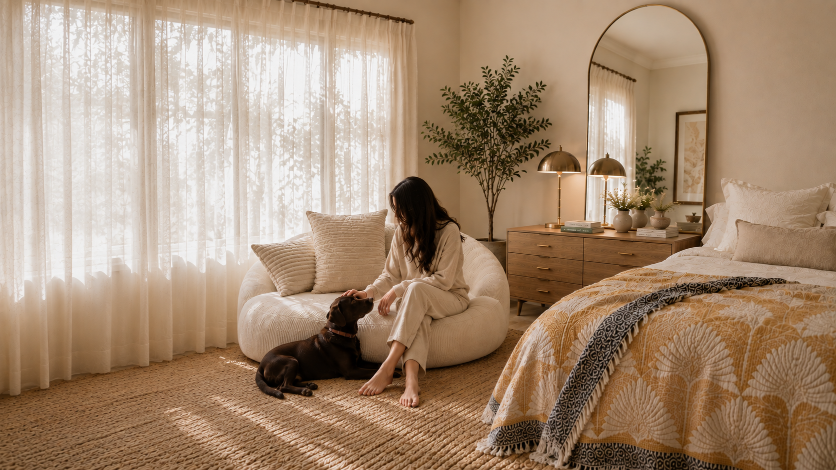 HER bedroom — all her choices, all her pillows
